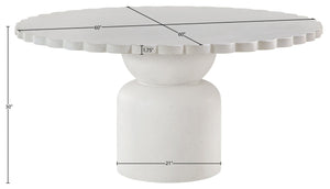Meridian Furniture Petalia Round Concrete Dining Table Art Deco Sculptural Design for Indoor Outdoor Use Cream 60 inches 77032Cream-DT60