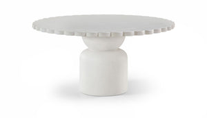 Meridian Furniture Petalia Round Concrete Dining Table Art Deco Sculptural Design for Indoor Outdoor Use Cream 60 inches 77032Cream-DT60