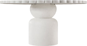 Meridian Furniture Petalia Round Concrete Dining Table Art Deco Sculptural Design for Indoor Outdoor Use Cream 60 inches 77032Cream-DT60