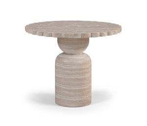 Meridian Furniture Petalia Round Concrete Dining Table Art Deco Sculptural Design for Indoor Outdoor Use Travertine 36 inches 77032Travertine-DT36