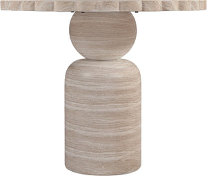 Meridian Furniture Petalia Round Concrete Dining Table Art Deco Sculptural Design for Indoor Outdoor Use Travertine 36 inches 77032Travertine-DT36