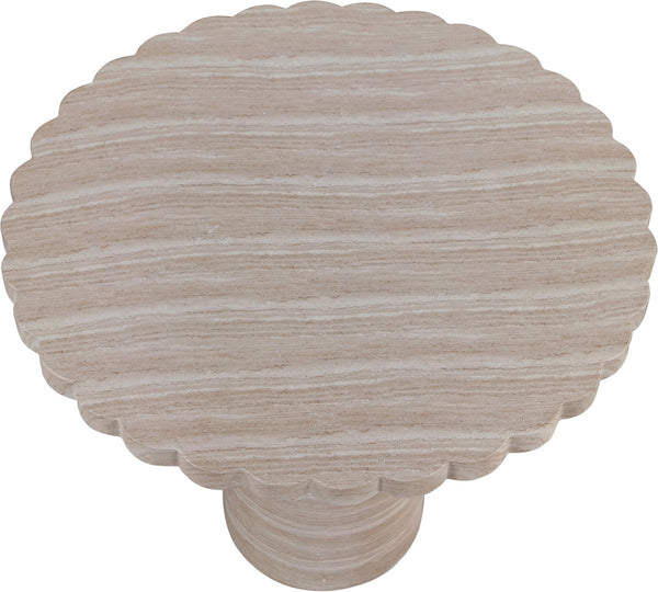 Meridian Furniture Petalia Round Concrete Dining Table Art Deco Sculptural Design for Indoor Outdoor Use Travertine 36 inches 77032Travertine-DT36