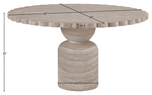 Meridian Furniture Petalia Round Concrete Dining Table Art Deco Sculptural Design for Indoor Outdoor Use Travertine 54 inches 77032Travertine-DT54
