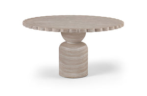 Meridian Furniture Petalia Round Concrete Dining Table Art Deco Sculptural Design for Indoor Outdoor Use Travertine 54 inches 77032Travertine-DT54