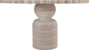 Meridian Furniture Petalia Round Concrete Dining Table Art Deco Sculptural Design for Indoor Outdoor Use Travertine 54 inches 77032Travertine-DT54
