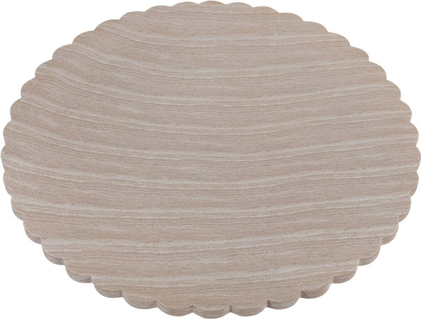Meridian Furniture Petalia Round Concrete Dining Table Art Deco Sculptural Design for Indoor Outdoor Use Travertine 54 inches 77032Travertine-DT54