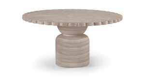 Meridian Furniture Petalia Round Concrete Dining Table Art Deco Sculptural Design for Indoor Outdoor Use Travertine 60 inches 77032Travertine-DT60