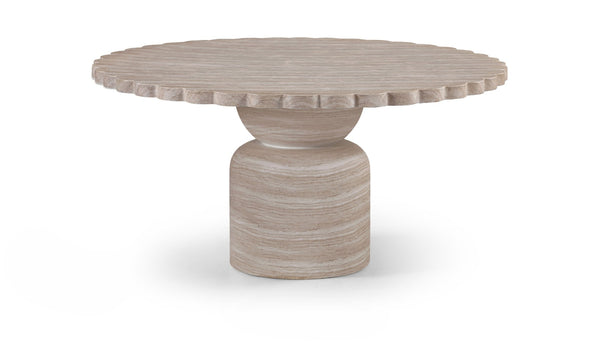 Meridian Furniture Petalia Round Concrete Dining Table Art Deco Sculptural Design for Indoor Outdoor Use Travertine 60 inches 77032Travertine-DT60