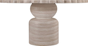 Meridian Furniture Petalia Round Concrete Dining Table Art Deco Sculptural Design for Indoor Outdoor Use Travertine 60 inches 77032Travertine-DT60