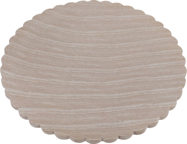 Meridian Furniture Petalia Round Concrete Dining Table Art Deco Sculptural Design for Indoor Outdoor Use Travertine 60 inches 77032Travertine-DT60