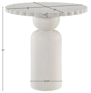 Meridian Furniture Petalia Art Deco Concrete Counter Height Table for Indoor Outdoor Dining and Entertaining Cream 77033Cream-T