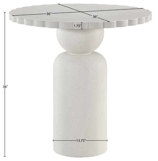Meridian Furniture Petalia Art Deco Concrete Counter Height Table for Indoor Outdoor Dining and Entertaining Cream 77033Cream-T
