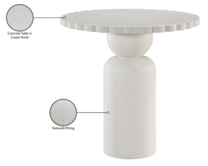 Meridian Furniture Petalia Art Deco Concrete Counter Height Table for Indoor Outdoor Dining and Entertaining Cream 77033Cream-T