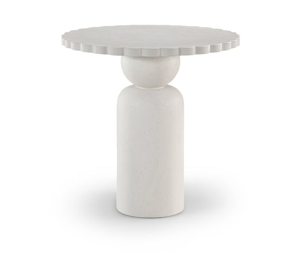Meridian Furniture Petalia Art Deco Concrete Counter Height Table for Indoor Outdoor Dining and Entertaining Cream 77033Cream-T