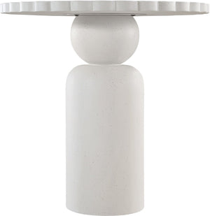 Meridian Furniture Petalia Art Deco Concrete Counter Height Table for Indoor Outdoor Dining and Entertaining Cream 77033Cream-T