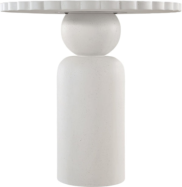 Meridian Furniture Petalia Art Deco Concrete Counter Height Table for Indoor Outdoor Dining and Entertaining Cream 77033Cream-T