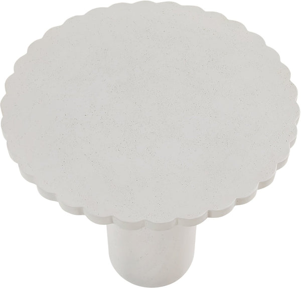Meridian Furniture Petalia Art Deco Concrete Counter Height Table for Indoor Outdoor Dining and Entertaining Cream 77033Cream-T