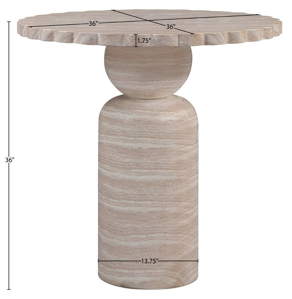 Meridian Furniture Petalia Art Deco Concrete Counter Height Table for Indoor Outdoor Dining and Entertaining Travertine 77033Travertine-T