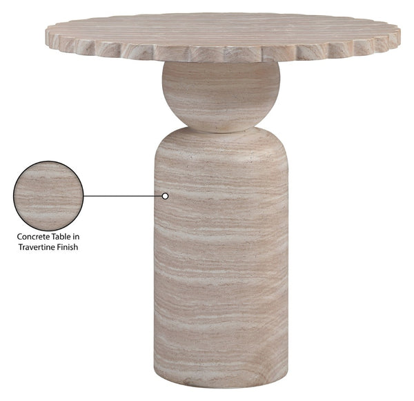 Meridian Furniture Petalia Art Deco Concrete Counter Height Table for Indoor Outdoor Dining and Entertaining Travertine 77033Travertine-T