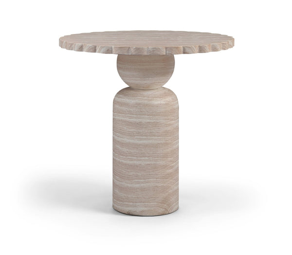 Meridian Furniture Petalia Art Deco Concrete Counter Height Table for Indoor Outdoor Dining and Entertaining Travertine 77033Travertine-T