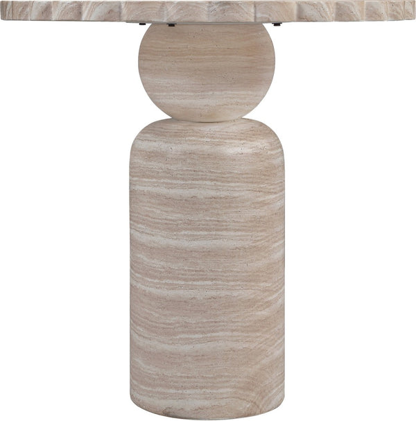 Meridian Furniture Petalia Art Deco Concrete Counter Height Table for Indoor Outdoor Dining and Entertaining Travertine 77033Travertine-T