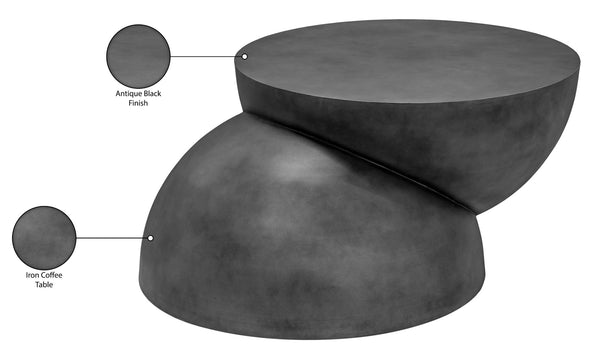 Meridian Furniture Boulder Sculptural Iron Coffee Table with Antique Finish for Modern Eclectic Living Rooms Black 77034Black-CT