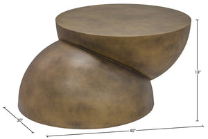 Meridian Furniture Boulder Sculptural Iron Coffee Table with Antique Finish for Modern Eclectic Living Rooms Gold 77034Gold-CT