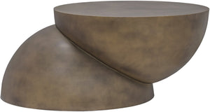 Meridian Furniture Boulder Sculptural Iron Coffee Table with Antique Finish for Modern Eclectic Living Rooms Gold 77034Gold-CT