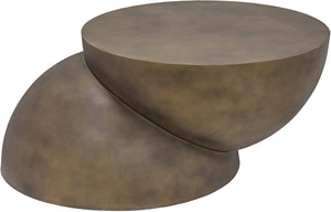 Meridian Furniture Boulder Sculptural Iron Coffee Table with Antique Finish for Modern Eclectic Living Rooms Gold 77034Gold-CT