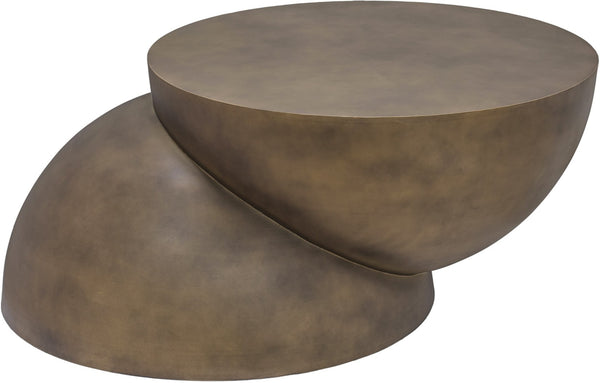 Meridian Furniture Boulder Sculptural Iron Coffee Table with Antique Finish for Modern Eclectic Living Rooms Gold 77034Gold-CT