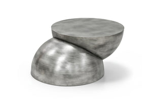 Meridian Furniture Boulder Sculptural Iron Coffee Table with Antique Finish for Modern Eclectic Living Rooms Silver 77034Silver-CT