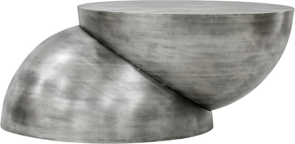Meridian Furniture Boulder Sculptural Iron Coffee Table with Antique Finish for Modern Eclectic Living Rooms Silver 77034Silver-CT