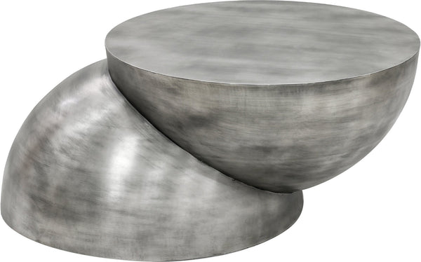 Meridian Furniture Boulder Sculptural Iron Coffee Table with Antique Finish for Modern Eclectic Living Rooms Silver 77034Silver-CT