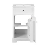 English Elm 20" Bathroom Vanity With Sink, Bathroom Cabinet With Soft Closing Door, Storage Rack and Adjustable Shelve, White