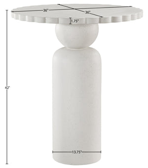 Meridian Furniture Petalia Art Deco Concrete Outdoor Bar Table with Sculpted Stone Finish for Patio Entertaining Cream 77035Cream-T