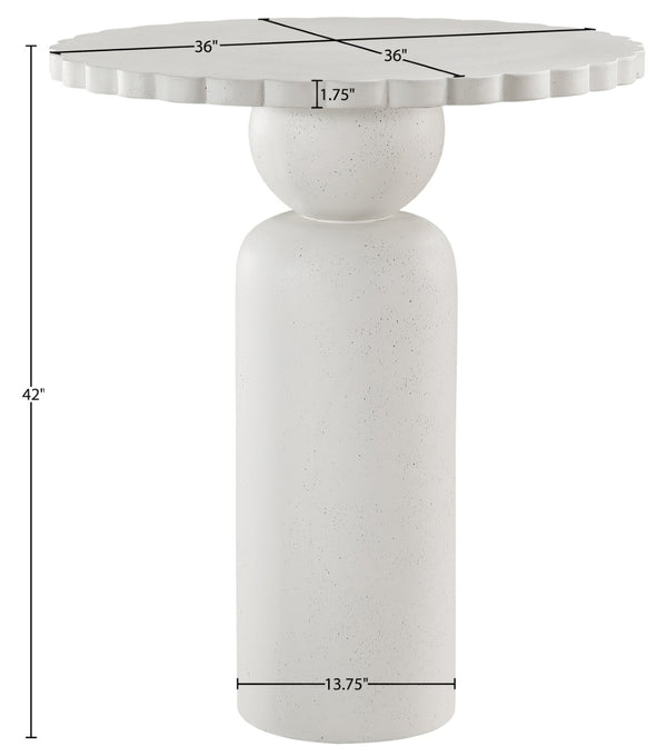 Meridian Furniture Petalia Art Deco Concrete Outdoor Bar Table with Sculpted Stone Finish for Patio Entertaining Cream 77035Cream-T
