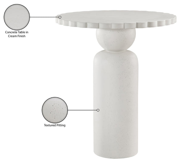 Meridian Furniture Petalia Art Deco Concrete Outdoor Bar Table with Sculpted Stone Finish for Patio Entertaining Cream 77035Cream-T