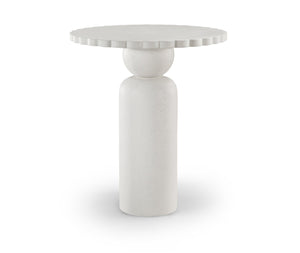 Meridian Furniture Petalia Art Deco Concrete Outdoor Bar Table with Sculpted Stone Finish for Patio Entertaining Cream 77035Cream-T