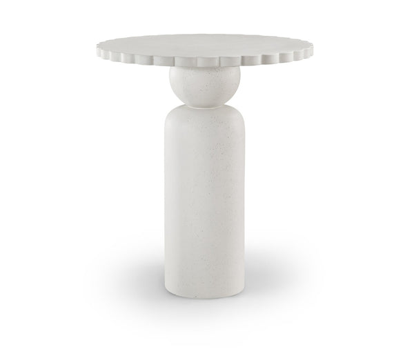 Meridian Furniture Petalia Art Deco Concrete Outdoor Bar Table with Sculpted Stone Finish for Patio Entertaining Cream 77035Cream-T