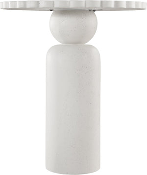 Meridian Furniture Petalia Art Deco Concrete Outdoor Bar Table with Sculpted Stone Finish for Patio Entertaining Cream 77035Cream-T