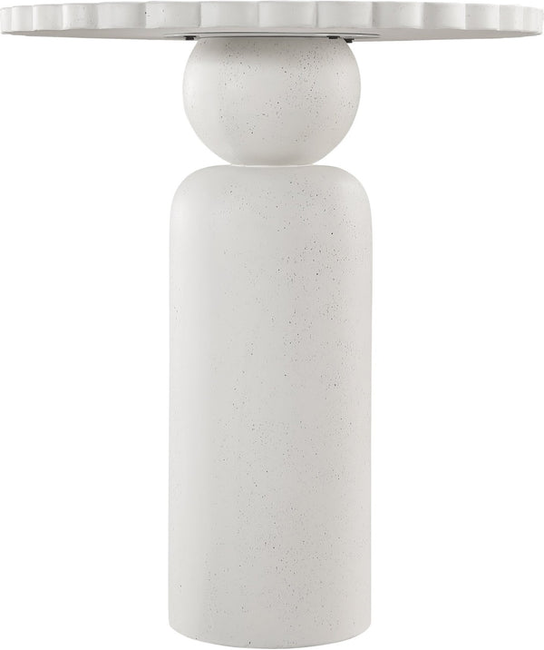 Meridian Furniture Petalia Art Deco Concrete Outdoor Bar Table with Sculpted Stone Finish for Patio Entertaining Cream 77035Cream-T