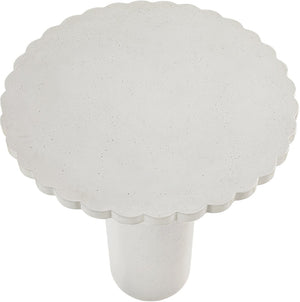 Meridian Furniture Petalia Art Deco Concrete Outdoor Bar Table with Sculpted Stone Finish for Patio Entertaining Cream 77035Cream-T