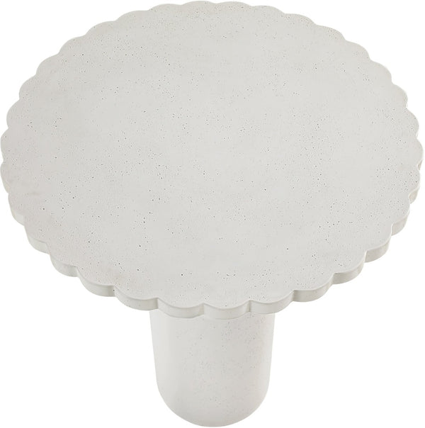 Meridian Furniture Petalia Art Deco Concrete Outdoor Bar Table with Sculpted Stone Finish for Patio Entertaining Cream 77035Cream-T