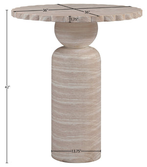 Meridian Furniture Petalia Art Deco Concrete Outdoor Bar Table with Sculpted Stone Finish for Patio Entertaining Travertine 77035Travertine-T