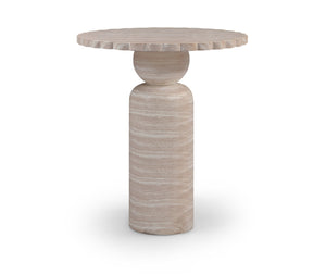 Meridian Furniture Petalia Art Deco Concrete Outdoor Bar Table with Sculpted Stone Finish for Patio Entertaining Travertine 77035Travertine-T