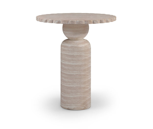Meridian Furniture Petalia Art Deco Concrete Outdoor Bar Table with Sculpted Stone Finish for Patio Entertaining Travertine 77035Travertine-T