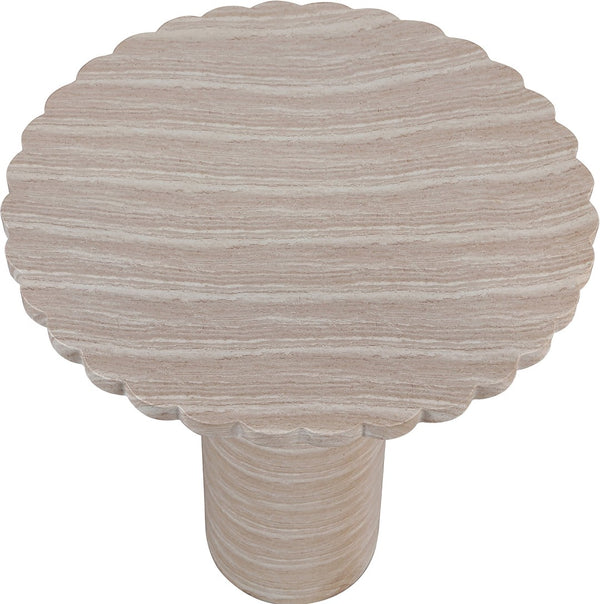 Meridian Furniture Petalia Art Deco Concrete Outdoor Bar Table with Sculpted Stone Finish for Patio Entertaining Travertine 77035Travertine-T