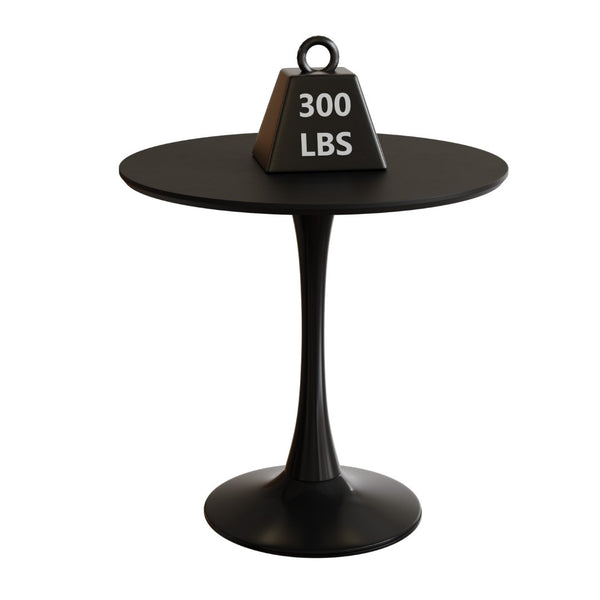 English Elm 31.5" Round Black Mdf Dining Table Tulip Pedestal Base Mid-century Modern Small Spaces W3732P434886