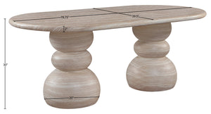 Meridian Furniture Navo Sculptural Concrete Dining Table with Travertine Finish and Dual Pedestal Base 77036Travertine-DT