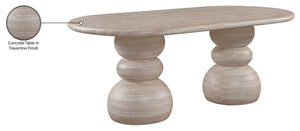 Meridian Furniture Navo Sculptural Concrete Dining Table with Travertine Finish and Dual Pedestal Base 77036Travertine-DT